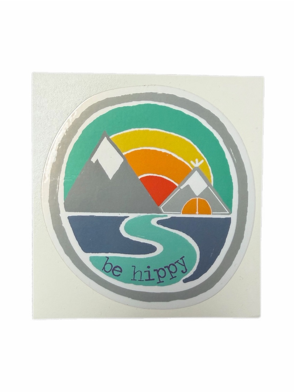 Be Hippy Mountain Sticker - Multicolor Vinyl Decal